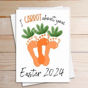 Easter Handprint Art - Printable Instant Download PDF - I Carrot About You Easter Footprint Art, Footprint Art Kids, Easter Footprint, Footprint Craft, Easter Carrots, Tiny Hands, Footprint Art, Handprint Craft, Easter Craft