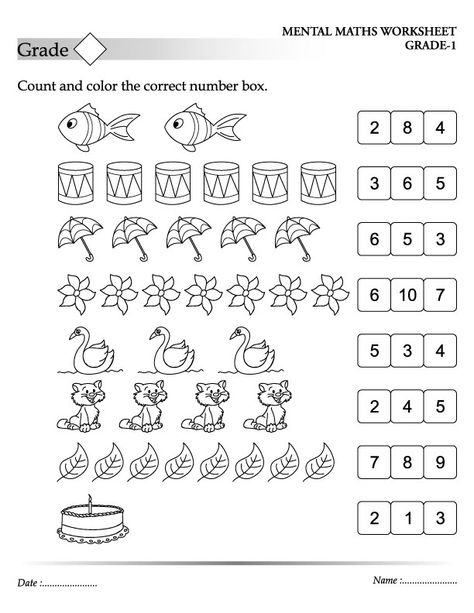 Count and color the correct number box Maths Worksheet For Ukg Kids, Ukg Worksheets Math, Maths Worksheet For Kg, Kg Worksheets For Kids, Maths Worksheet For Lkg, Maths Worksheets For Kindergarten, Ukg Maths Worksheets, Maths Worksheets For Kids, Year 5 Maths Worksheets