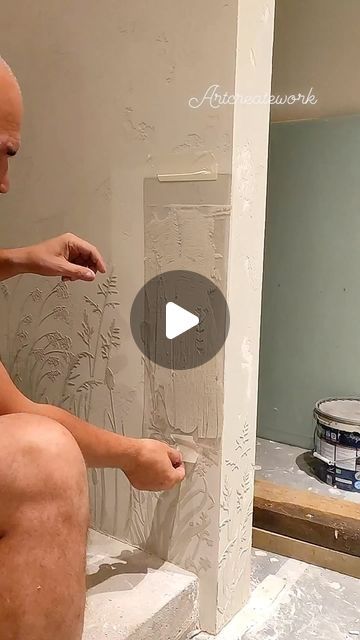 How To Do Mural Painting, Bathroom Wall Design Paint, Plaster Stencils For Walls, Stair Wall Painting Ideas, Bathroom Feature Wall Ideas, Diy Wall Pattern, Wall Stencil Ideas, Joanna Gaines Instagram, Balcony Diy