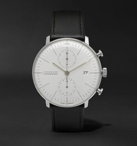 Product, Watch, Analog watch, Glass, Watch accessory, Font, Metal, Still life photography, Black, Clock, Max Bill Chronoscope, Junghans Max Bill, Nice Watch, Max Bill, Chrono Watches, Minimalist Watch, Mens Fashion Blog, Mens Designer Fashion, Price Range