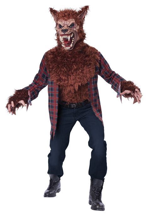 Blood Moon Wolf Adult Mens Costume - 352718 Assassin Costume, Werewolf Costume, Moon Costume, Moon Wolf, Wolf Costume, California Costumes, Fancy Dress Up, Red Plaid Shirt, Food Party