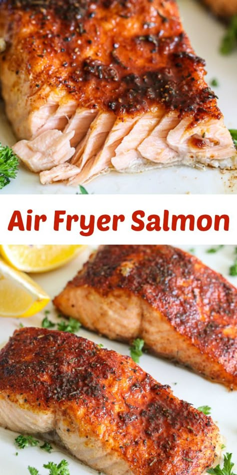 Air Fryer Salmon, Air Fryer Fish, Seafood Recipe, Air Fried Food, Air Fryer Oven Recipes, Air Fry Recipes, Air Fryer Dinner Recipes, Air Fryer Healthy, Air Fryer Recipes Easy