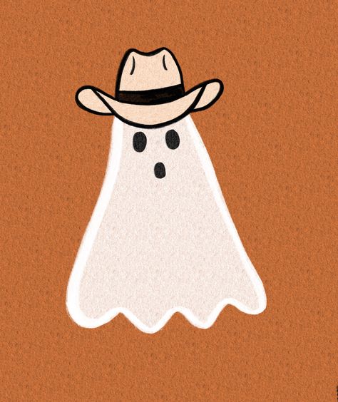 Cowboy Ghost Pumpkin Painting, Western Ghost Wallpaper, Pumpkin Painting Ideas Canvases Easy, Fall Cowgirl Wallpaper, Spooky Western Wallpaper, Pumpkin Painting Ideas Western, Easy Western Painting Ideas On Canvas, Western Pumpkin Painting Ideas, Western Halloween Wallpaper