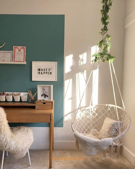 @_matthew_shaw_styling_ boho hammock chair girls room hanging chair near fireplace 🌈 Bedroom Hanging Chair, Swing Chair Bedroom, Bedroom Swing, Hanging Lounge Chair, Hanging Chair With Stand, Hanging Rattan, Hanging Chairs, Hanging Chair Outdoor, Hanging Egg Chair