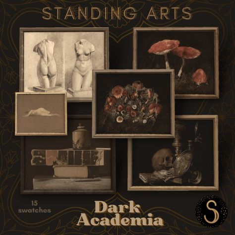 Dark Academia - Standing Landscape Arts - The Sims 4 Build / Buy - CurseForge Dark Acadamia, Dark Academy, Dark Modern, Sims4 Clothes, Sims 4 Cc Furniture, Sims4 Cc, Sims 4 Build, Sims 4 Cc Finds, Ts4 Cc