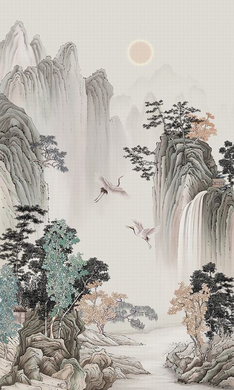 Chinese Art Painting, Most Beautiful Dresses, Flower Background Wallpaper, Nature Art Painting, Painting Wallpaper, Flower Backgrounds, Textured Wallpaper, Chinese Art, Floral Wallpaper