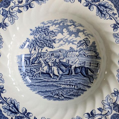 6x Myotts Country Life Hand Engraved "English Scenes" Dishes. 22cm/8.5" in diameter. One plate with a very small chip and one with light crazing but the rest in very good condition. £30 plus postage #antiqueandvintagebynes #myottscountrylife Country Life, Hand Engraving, Chips, Blue And White, On Instagram, Quick Saves, Blue, White