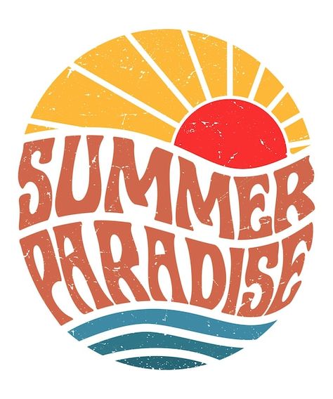 Summer Tshirt Designs, Vintage Tshirt Design, Vintage T Shirt Design, Sunset Logo, Logos Vintage, Summer Logo, Surf Logo, Retro Logo Design, Festival Logo