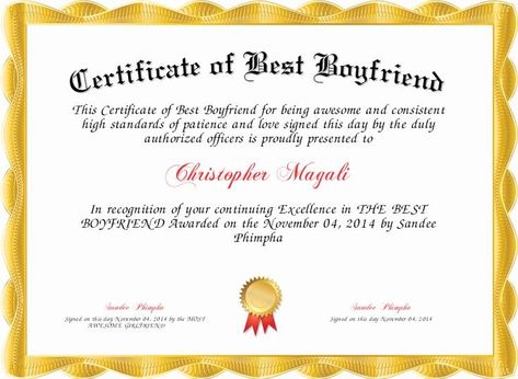 Best Boyfriend Award Certificate Elegant Certificate Of Best Boyfriend intended for Top Best Boyfriend Certificate Template Best Boyfriend Award Certificate, Best Boyfriend Certificate, Boyfriend Certificate, Best Boyfriend Award, Gifts To Boyfriend, Scrapbook For Him, Funny Certificates, Best Boyfriend Ever, Anniversary Scrapbook