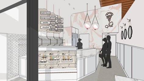 Ici Ice Cream Shop to open second location Ice Cream Shop Floor Plan, Shop Floor Plan, Gelato Ice Cream, End Of November, Ice Cream Parlor, Cafe Interior Design, Ice Cream Shop, Milkshakes, Cafe Interior