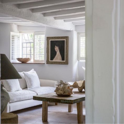 Serene, lovely, authentic English cottage interior with white, raw wood beams, and European antiques - Anton & K. #englishcottage #oldworldstyle Cotswold Cottage Interior, Cotswold Cottage, European Cottage, Modern Rustic Decor, Cottage Interior, Cottage Interiors, Hello Lovely, Rustic Cottage, Rustic Furniture