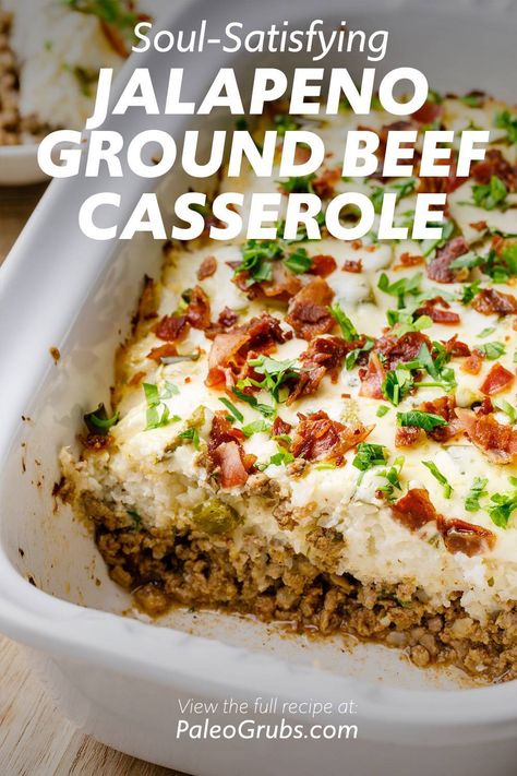 Paleo Stuffed Jalapeno Ground Beef Casserole Beef Jalapeno Recipes, Stuffed Jalapeno, Ground Beef Casserole Recipes, Jalapeno Pepper, Paleo Dishes, Jalapeno Recipes, Losing 40 Pounds, Ground Beef Casserole, Paleo Dinner