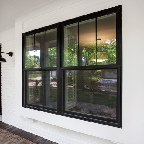 Window World Windows, Black Windows With Grids, Window Styles For Homes Exterior, Black Grid Windows, Black Windows Exterior, Types Of Windows, Window Structure, Window Grids, Black Window Frames