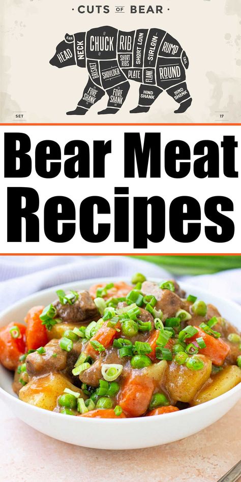 Bear Roast Recipe, Bear Meat Recipes, Bear Stew, Bear Meat Recipe, Chili Burgers, Bear Meat, Flexitarian Recipes, Crockpot Stew, Bear Recipes