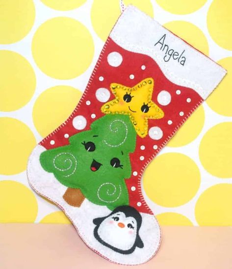 Surprise Santa with the Cutest Christmas Stocking Sewing Patterns Christmas Stocking Sewing Pattern, Stocking Sewing Pattern, Christmas Stocking Sewing, Stocking Sewing, Christmas Stockings Sewing, Cute Christmas Stockings, Felt Christmas Stockings, Christmas Stockings Diy, Sewing Projects Free