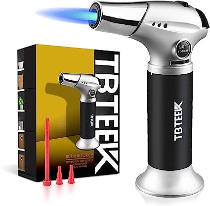 Color	Silver
Brand	TBTeek
Item Weight	225 Grams
Item Dimensions LxWxH	5 x 2.6 x 6.7 inches
Material	Aluminum Creme Brulee Torch, Cooking Torches, Cooking Torch, Butane Torch Lighter, Kitchen Torch, Butane Lighter, Crock Pot Desserts, Windproof Lighter, Silicone Brush