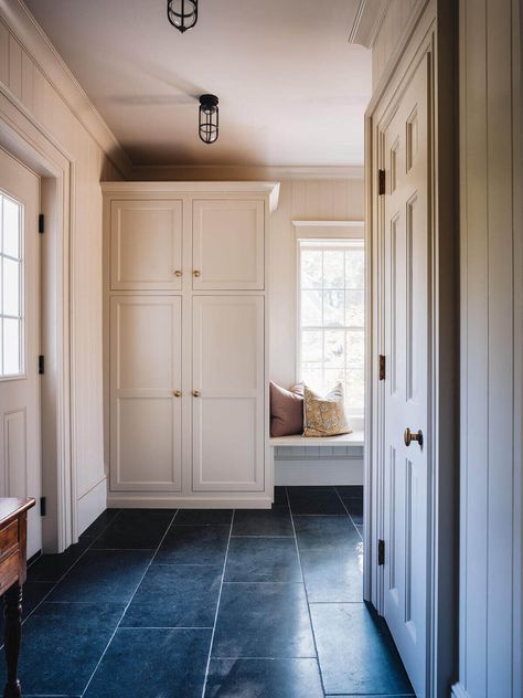 A Classic 1930s Home in Grand Rapids Designed by Jean Stoffer 20 Dark Blue Tile, Jean Stoffer Design, Jean Stoffer, Functional Mudroom, Ann Sacks, Inside Design, Kitchen Inspiration Design, Historic Home, Home Decor Store