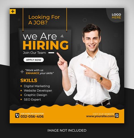 Post Flyer, Hiring Poster, Job Poster, Education Poster Design, Job Ads, Job Advertisement, Graphic Design Ads, Social Media Poster, Social Media Design Inspiration