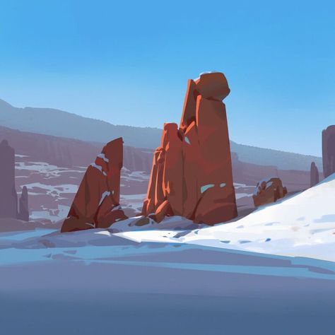 Rocks Concept Art, Snowy Desert, Desert Illustration, Desert Environment, Desert Art, Color Inspo, Concept Art, Blue, Color