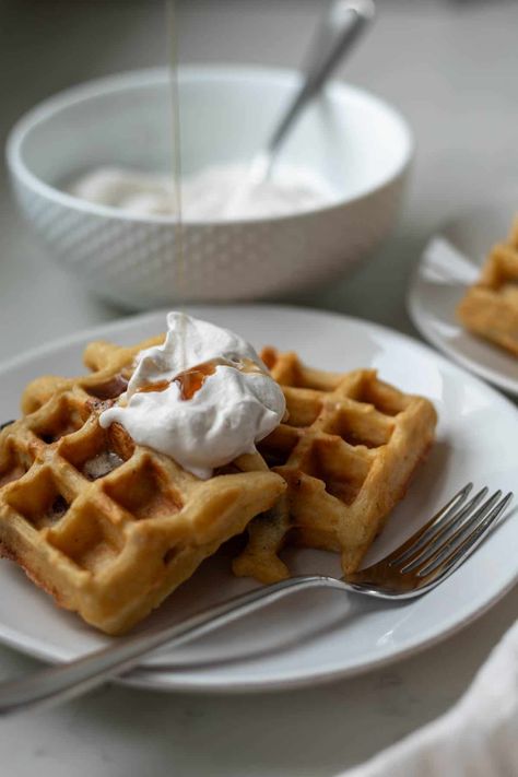 Cinnamon Chocolate Chip Waffles Cinnamon Whipped Cream, Chocolate Chip Waffles, Food Reference, Fluffy Waffles, Cinnamon Twists, Homemade Waffles, Homemade Whipped Cream, Chocolate Cinnamon, Waffle Iron