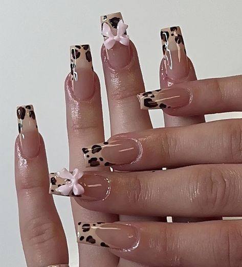 Wife Nails, Nails March, March Nails, Tapered Square Nails, Cheetah Nails, Tapered Square, Print Nails, Glow Nails, Aesthetic Spring