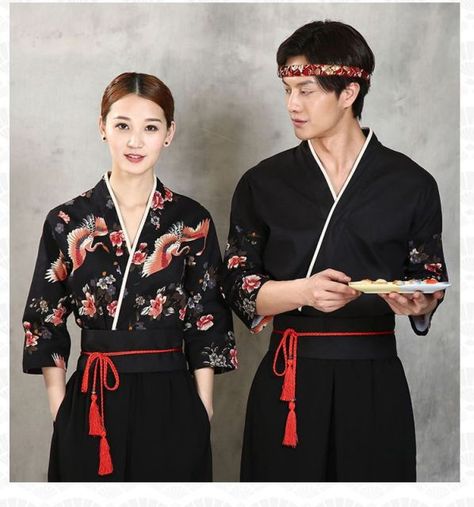 New Unisex Japanese Korea Style Medium Sleeve Cook Uniform Kimono Waiter Work Wear Chef Sushi Restaurant Overalls _ - AliExpress Mobile Business Attire Dress, Waiter Uniform, Japanese Uniform, Flight Attendant Uniform, Chef Jackets, Role Play Costume, Chef Uniform, Sushi Restaurant, Japanese Dress