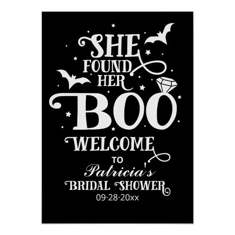 She Found Her Boo Bridal Shower Welcome Sign Witch Themed Bridal Shower Ideas, Gothic Wedding Shower Ideas, Horror Bridal Shower Ideas, She Found Her Boo Bridal, Witchy Bridal Shower Ideas, Gothic Bridal Shower Ideas, Halloween Bridal Shower Ideas, She Found Her Boo, Bachelorette Vibes