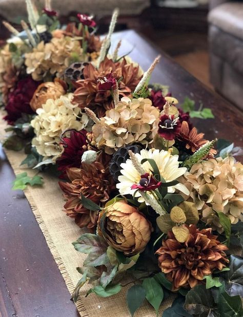 5 Ft or 6 Ft Rustic Garland, Rustic Wedding Swag, Wedding Swag, Silk Faux Garland, Floral Runner, Rustic Floral Decor, Floral Swag - Etsy Canada Rustic Floral Decor, Brown Wedding Themes, Bday Brunch, Rustic Garland, Faux Garland, Garland Centerpiece, Hydrangea Garland, Table Swag, Flower Runner