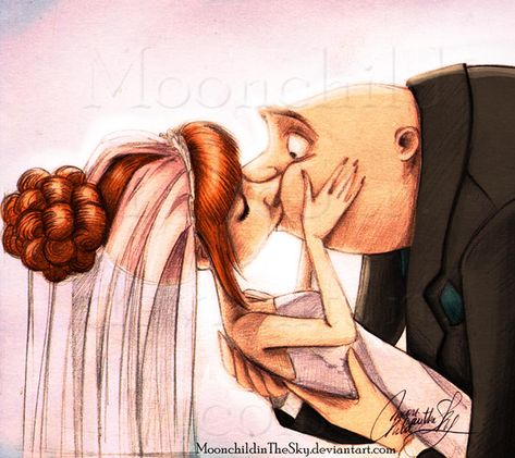 You may kiss the Grum by MoonchildinTheSky on DeviantArt Gru Fanart, Despicable Me Fanart, Gru And Lucy, Sergio Pablos, Princess Toadstool, Disney Princess Pictures, Character Design Animation, Couple Cartoon, Despicable Me