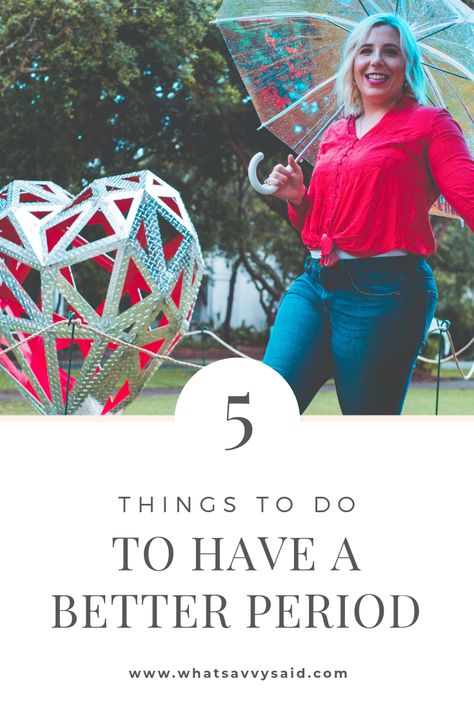 Tired of feeling like crap every month? Want to learn how to finally beat your period? today on the blog, I'm sharing 5 things to do to have a better period. Read more at https://www.whatsavvysaid.com/5-things-i-do-to-support-my-period Balance Hormones Naturally Woman, Period Support, Period Tips, Hormone Imbalance Symptoms, Aunt Flo, Petite Style Outfits, Healthy Period, Woman Tips, Period Hacks