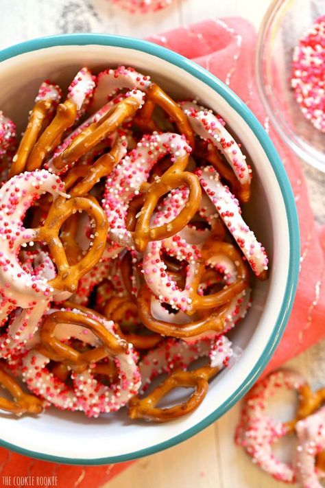 Pink Yogurt Covered Pretzels for a baby shower or Valentine's Day! | The Cookie Rookie Pink Yogurt, Pretzels Sticks, Baked Blooming Onion, Yogurt Pretzels, Yogurt Covered Pretzels, Restaurant Appetizers, Chocolate Caramel Pretzels, Honey Bbq Chicken, The Cookie Rookie