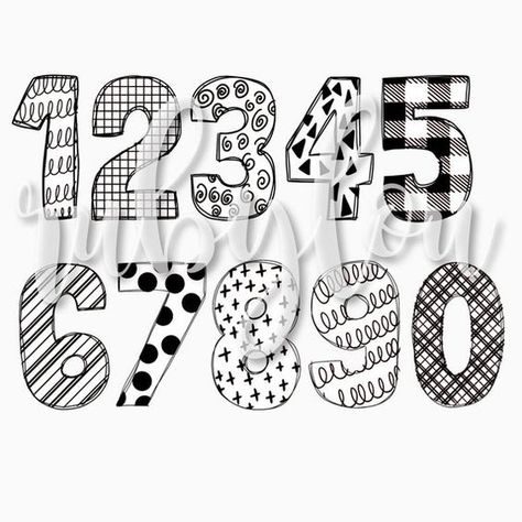 Number Doodles, Number 10 Design, Doodle Numbers, Stencil Letters, Valentine Doodle, Sticker Business, Star Doodle, Fonts Quotes, Funky Fonts