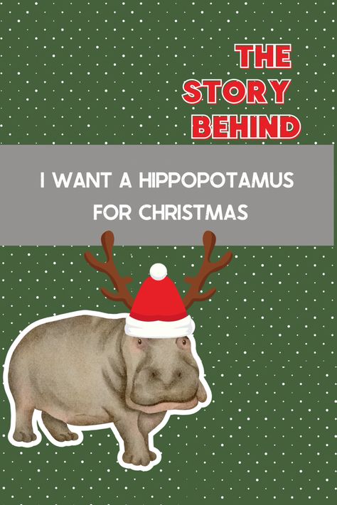 A water color Hippo in a Santa hat. On a green and white polka dot background. I Want A Hippopotamus For Christmas, Christmas Hippopotamus, Hippopotamus For Christmas, Pop Chart, Meaningful Christmas, The Ed Sullivan Show, Billboard Magazine, Happy Birthday Jesus, Song One