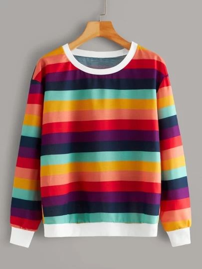 Striped Sweatshirt, Fall Fit, Letter Print Hoodie, Striped Sweatshirts, Irises, Rainbow Stripes, Look Fashion, Long Sleeve Pullover, Clothing Items