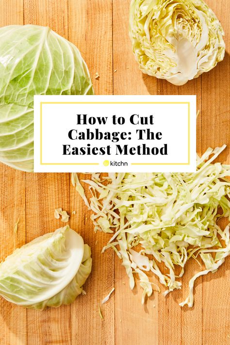 If you're not already a fan of cabbage, it's time to give just one more chance. Although we’ve seen a few creative ways to cut cabbage, there are two essential techniques that you can use for just about any recipe. Here's how to cut cabbage and prep it for recipes. How To Cut Cabbage, Raw Cabbage, Quinoa Benefits, Cabbage Head, Braised Cabbage, Healthy Fruits And Vegetables, Savoy Cabbage, Cooked Cabbage, One More Chance