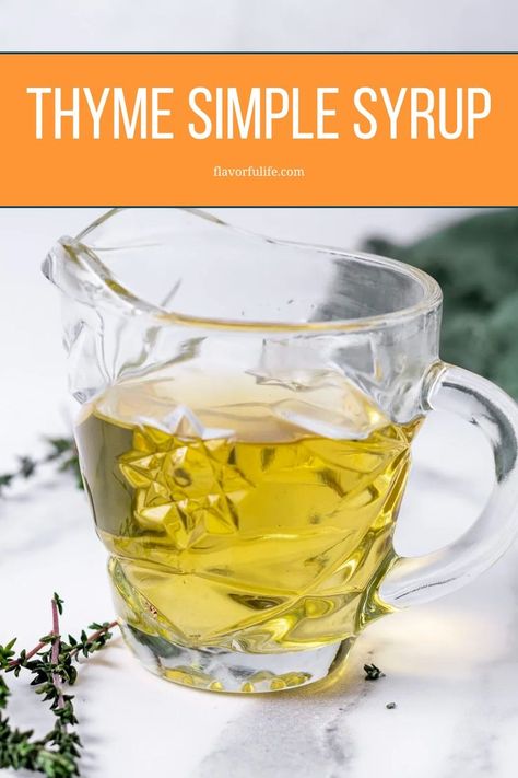 Wondering how to make thyme simple syrup? This thyme syrup recipe is the best for mocktails, cocktails, desserts and more. Sweet meets herbaceous in this easy thyme simple syrup! Thyme Mocktail, Thyme Simple Syrup, Make Ten, Thyme Recipes, Syrup Recipe, Few Ingredients, Simple Syrup, Refreshing Drinks, Mocktails