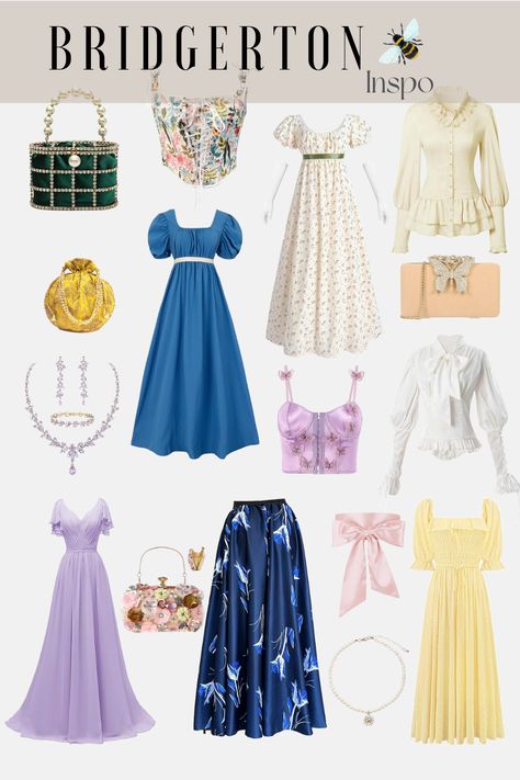 outfit inspo bridgerton collection Bridgerton Outfit Inspiration, Regency Inspired Fashion Modern, Modern Day Bridgerton Outfits, Bridgerton Style Outfits, Bridgerton Inspired Outfits Modern, Bridgerton Tea Party Outfit Ideas, Bridgerton Modern Outfits, Regency Inspired Fashion, Modern Regency Fashion