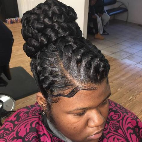 2 Goddess Braids, Goddess Braids Natural Hair, Goddess Braid Bun, Goddess Braids Updo, Goddess Braid Styles, Braids Goddess, Braids Updo, Goddess Hair, Hairstyles Styles