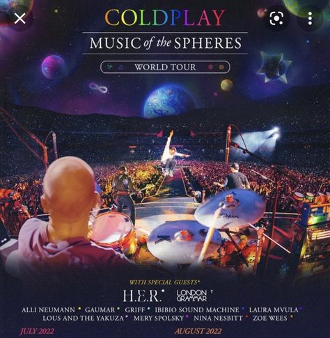 Coldplay World Tour 2022, Music Of The Spheres Coldplay, Coldplay World Tour, Coldplay Concert Outfit, Coldplay Music Of The Spheres, Coldplay Poster, Coldplay Wallpaper, Coldplay Tour, Coldplay Live