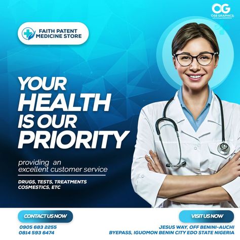 a promotional flyer design for a health care company Health Care Poster, Promotional Flyer Design, Medical Posters, Birthday Banner Design, Social Media Post Design, Promotional Flyers, Social Media Poster, Cover Art Design, Health Design