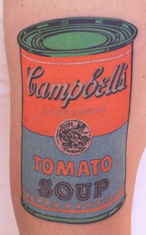 Tattoo Soup Can Tattoo, Campbell's Soup Cans, Note Tattoo, Campbell Soup, Tomato Soup, Post It Notes, Coffee Cans, Tattoos, Canning