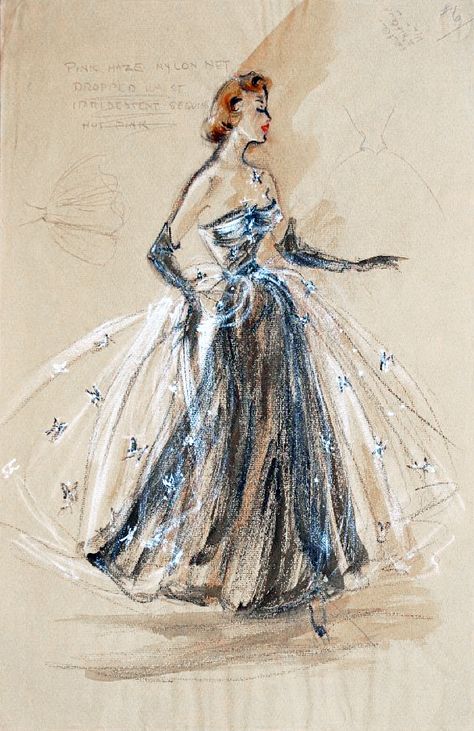 fashion illustration by Edith Head Edith Head Sketches, Edith Head Designs, Fashion Doodles, Head Sketches, Costume Renderings, Costume Illustration, Vintage Fashion Sketches, Head Sketch, Fashion Design Inspiration