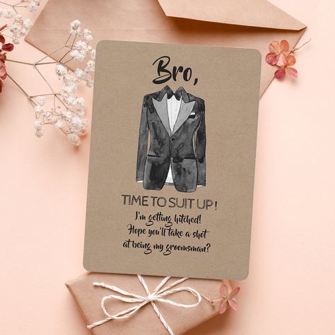 Groomsman Invite, Groomsmen Invitation, Groomsman Card, Groomsman Proposal, Getting Hitched, Be My Groomsman, Groomsmen Proposal, Bridal Party Proposal, Suit Up