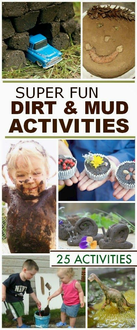 25 super fun ways for kids to play in the dirt & mud- Can I play too?  These ideas so make me want to be a kid again! Mud Activities, Mud Play, Forest School Ideas, Outside Play, Nature School, Educational Activities For Kids, Outdoor Classroom, Outdoor Activities For Kids, Mud Kitchen