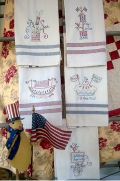 Show details for Americana Celebration Tea Towels Embroider Tea Towels, Embroidery Designs By Hand, Dish Towel Embroidery, Bird Brain Designs, Patriotic Embroidery, Towel Embroidery Designs, Tea Towels Embroidery, Patterned Tea Towels, Holiday Tea