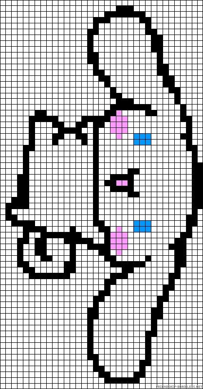 A52985 - friendship-bracelets.net Gloomy Bear Pixel Art Grid, Sanrio Pixel Art, Kawaii Cross Stitch, Graph Crochet, Easy Pixel Art, Pixel Art Templates, Pixel Drawing, Pixel Crochet, Pix Art