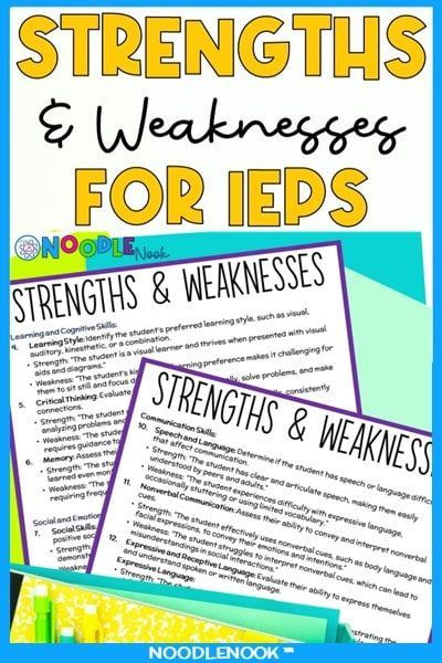 Student Strengths, Sensory Classroom, Resource Room Teacher, Pediatric Pt, Psychology Resources, Individual Education Plan, Sped Classroom, Self Contained Classroom, Middle School Writing