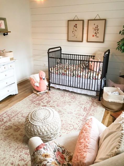 Pink Rustic Nursery, Metal Crib Nursery Girl Rooms, Baby Girl Nursery Neutral Blush, Baby Girl Nursery Antique, Rustic Boho Nursery, Country Chic Nursery, Farmhouse Girl Nursery, Non Girly Nursery, Southern Nursery Girl