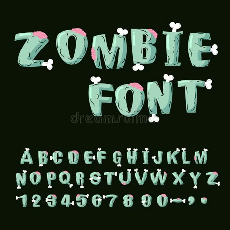 Zombie Font, Letters Illustration, Ghost Letters, Typeface Poster, Light Font, Zombie Party, Halloween Words, Doodle Fonts, Creative Lettering