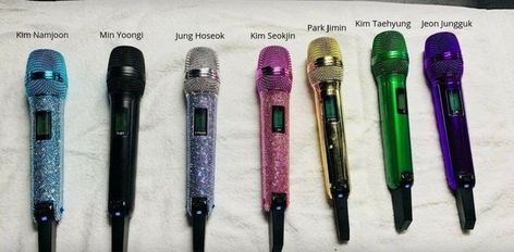 BTS Mic colors | Bangtan Sonyeondan Old Microphone, Music Supplies, Kang Ho Song, Music Accessories, Bts Playlist, Bts Group, Bts Members, Bts Korea, Bts Yoongi